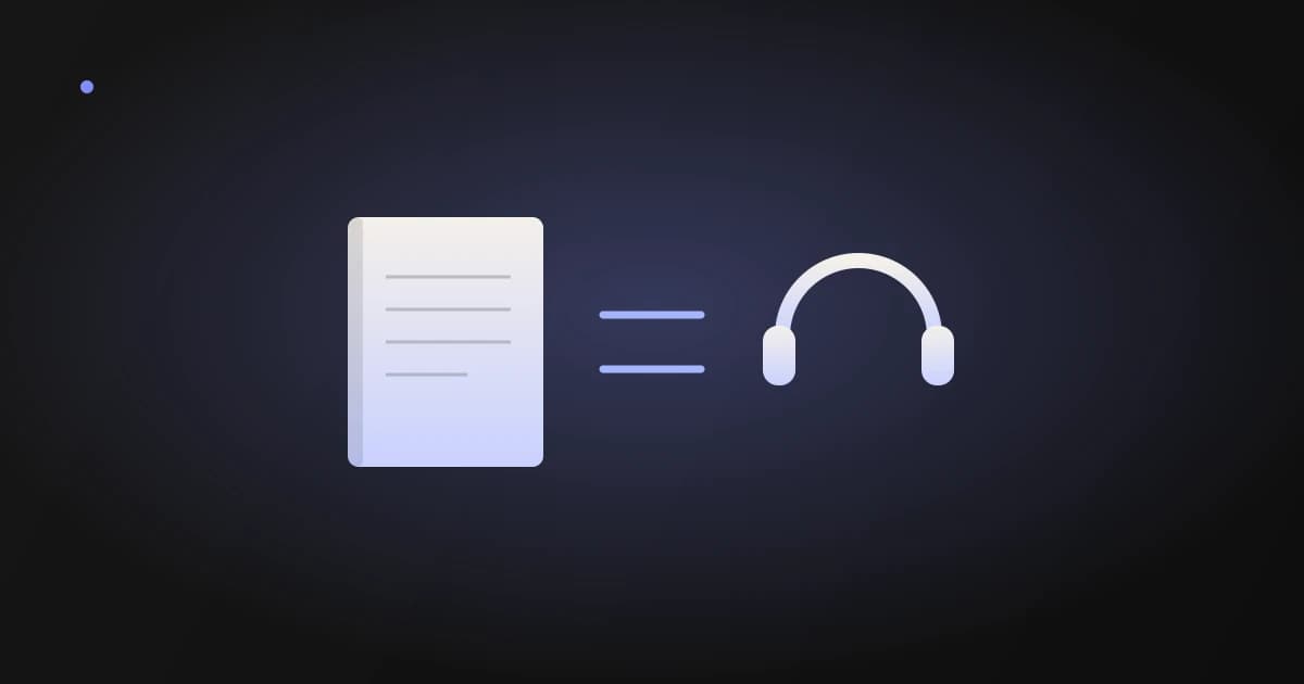 Illustration of a closed book equal to a pair of headphones, representing the idea that listening and reading can count as the same thing