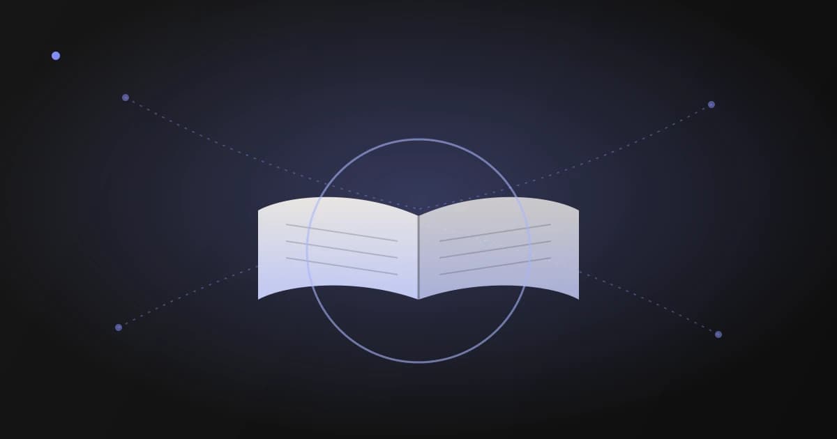 Illustration of scattered dotted lines converging into a single focused ring around an open book, representing focus with ADHD